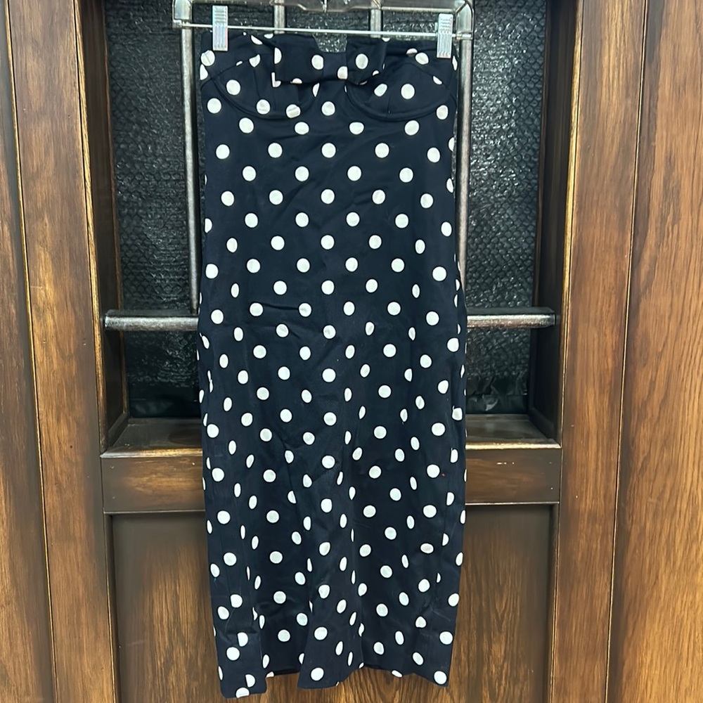 Womens sexy strapless polka dot dress